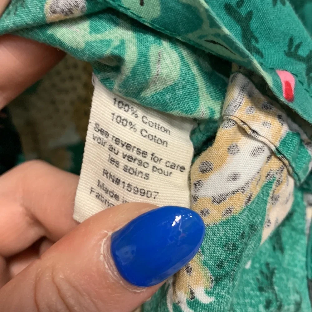 PRINTFRESH BAGHEERA ANIMAL LONG SLEEVE BUTTON DOWN PAJAMA SHIRT GREEN SMALL - Picture 4 of 5